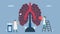 Chronic obstructive pulmonary disease or COPD. Give the new alveoli. Lung have breathing problems and poor airflow. Vector