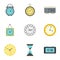 Chronometer icons set, flat style