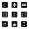 Chronometer icons set, grunge style