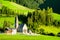 Chruch of Santa Maddalena at the Dolomites in Italy