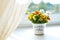 Chrysanthemum flowers in a ceramic pot