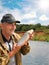 Chub in the hand of fisherman