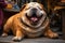 Chubby street dog exudes joy and contentment, capturing hearts with its plumpness