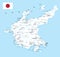 Chubu Map. Map of Japan Prefecture. White color