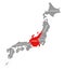 Chubu red highlighted in map of Japan