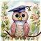 Chuckle-worthy Graduation Owl - Humorous Kids\\\' Storybook Illustration in Muted Watercolor