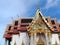 Chulamanee Temple church on sky background is Buddhist temple Samut Songkhram province. Landmarks Thailand