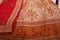 Chumki, aari and bead work in a lehenga skirt