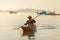 Chumphon,Thailand; December 27 2019 : A man was rowing a boat in the sea