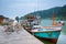 Chumphon Thailand January 2020, fishing boats in the harbor preparing to sail and catch fish and crabs