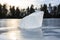 Chunk of ice in frozen lake