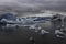 Chunks of Glacier Ice Float Through Lagoon