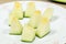 Chunks of Santa Claus melon (or piel de sapo)