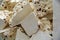 Chunks of white torrone with almonds