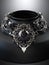 A chunky black and silver choker with a pentaam centerpiece. Gothic art. AI generation