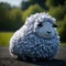 Chunky fluffy realistic sheep, blur background, obese animal