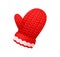 Chunky Knitted Glove in Red and White Color Vector