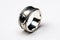 A Chunky Sterling Silver Ring Black Onyx Stone White Background. Generative AI