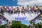 Chuppah wedding canopy under which Jewish couple get married. Canopy is inscribed with words from biblical book Song of Songs.