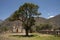 church in an abandoned house, background texture image.Historic abandoned adobe wall cracked,dirty in ruins in a