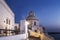 The Church of Agios Minas at night in Fira, Santorini