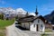 Church in Alpine landscape near Leukerbad, canton of Valais, Switzerland