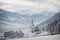 Church in alpine Zillertal valley in winter