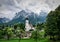 Church by the Alps in Grainau Bavaria Germany View of Grainau`s church with the Zugspitze behind