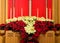 Church altar with poinsettias