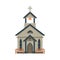 Church Architectural Construction, Wild West Wooden Building, Western Town Design Element Vector Illustration