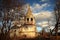 Church in autumn town