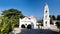 The Church and the bell tower of the monastery Tsambika, Greece.