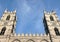 Church bell towers crucifix and sky