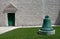 Church bell and wall - green and white