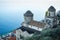 Church belltowers in Ravello village , Amalfi coast of Italy