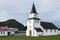 Church with Black roof and white walls in traditional nordic minimalist style