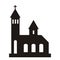 Church, black silhouette, vector icon