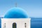 Church With Blue Cupola in Santorini, Greece