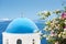 Church With Blue Cupola in Santorini, Greece