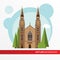 Church building icon in the flat style. Roman catholic church. Concept for city infographic.