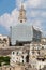 Church building under renovation. Italian village architecture