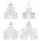 Church buildings set. Isolated elements on white background.