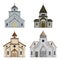 Church buildings set. Isolated elements on white background.