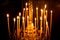Church candelabrum with burning candles. Prayer and Meditation