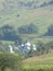 Church in Carpathian Mountains, haze in the mountains