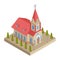 Church, Cathedral Building - Isometric 3D illustration.