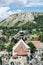 Church with cemetery and Braunsberg hill, Hainburg an der Donau, Austria