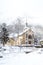 Church in Chamonix town in winter