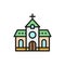 Church, chapel, temple flat color line icon.