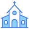 church, Christian worship place Blue Outline Simple Icon
